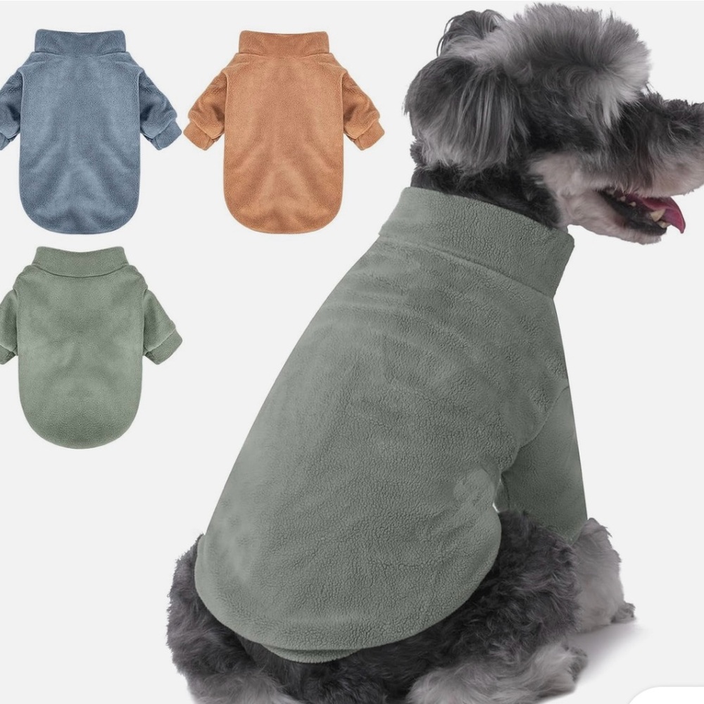 Cozy Fleece Dog Sweater - Gray, Tan, Blue - small dogs
